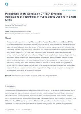 Murfin Takardar PDF - CPTED na Zamani na Uku da Aikace-aikacen Fasaha a Zanen Filayen Jama'a na Birane Masu Hikima