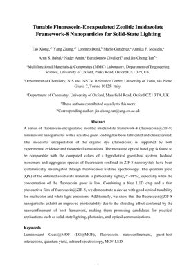 جلد سند PDF - نانوذرات ZIF-8 حاوی فلوئورسئین قابل تنظیم برای روشنایی حالت جامد