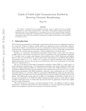 PDF Document Cover - Uplink for Visible Light Communication via Ultrasonic Beamforming: Method & Analysis